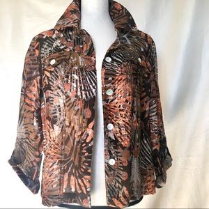 Ruby Rd Plus Size Woven Burnout Jacket Brown 14